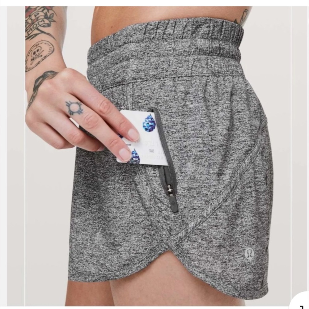 Lululemon Track That Shorts. Size 4. Heather-Lux multi Black. EUC